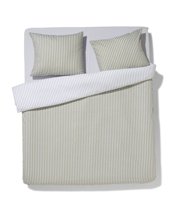 housse de couette 240x200/220cm coton doux ray&eacute; vert - 5790175 - HEMA