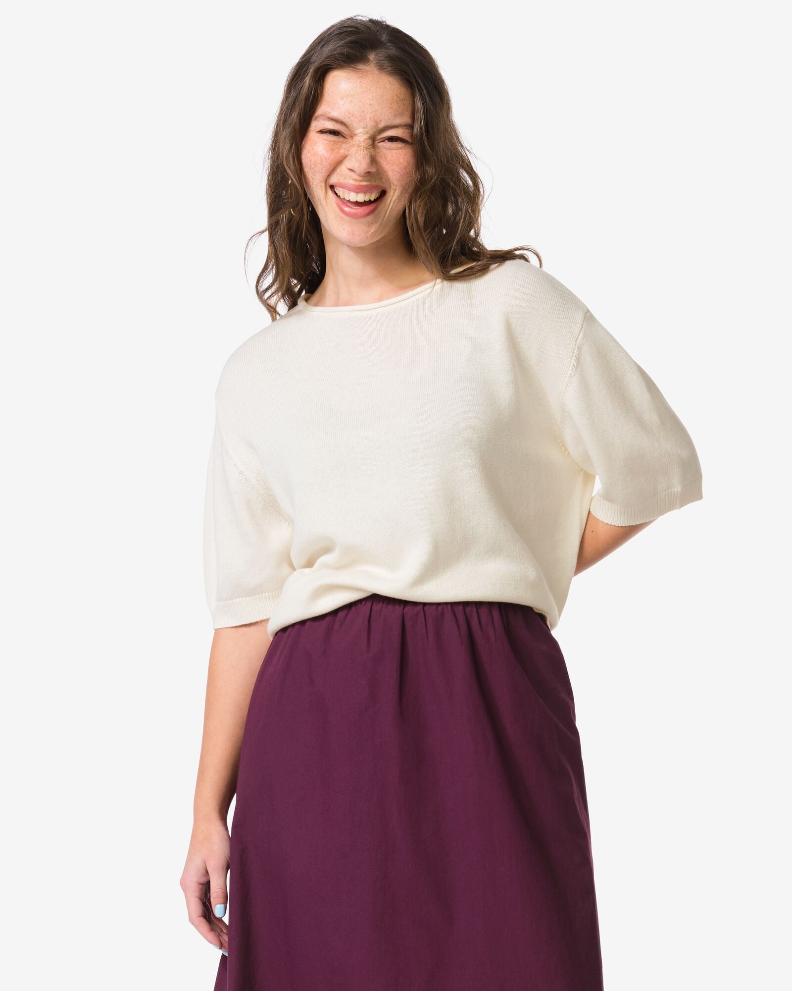 pull femme Gael maille fine blanc blanc - 36207770WHITE - HEMA