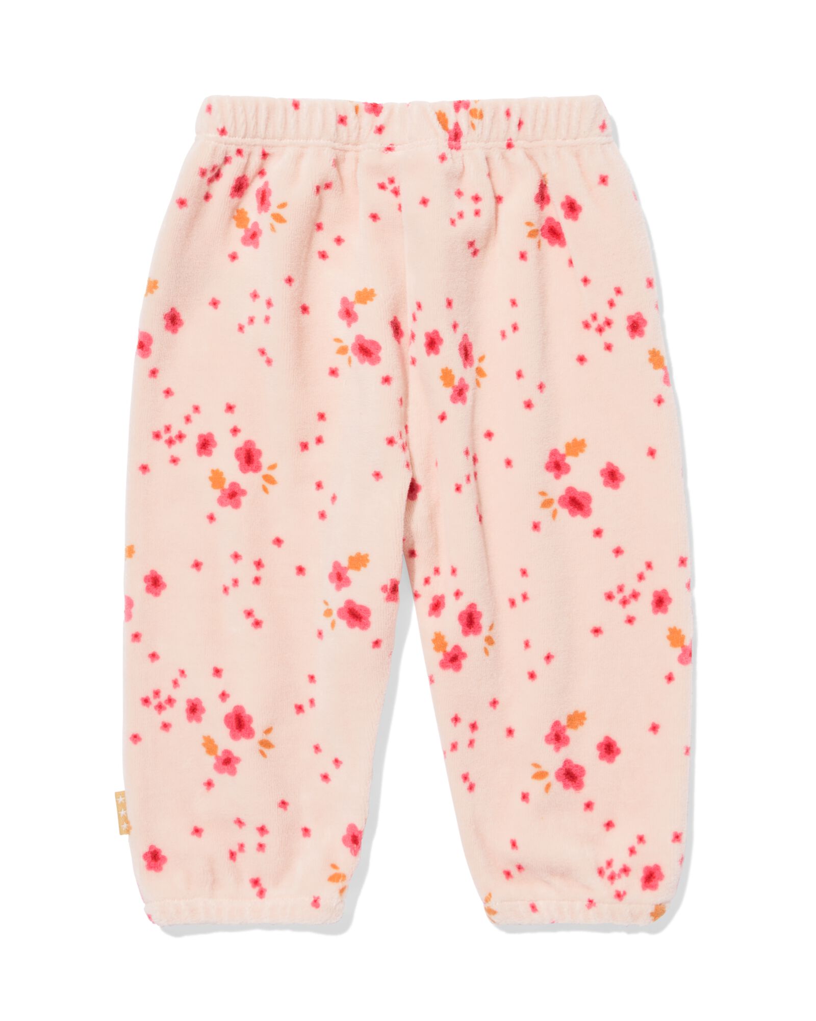 Pantalon nouveau-n&eacute; en velours fleurs rose p&acirc;le - 33435420LIGHTPINK - HEMA