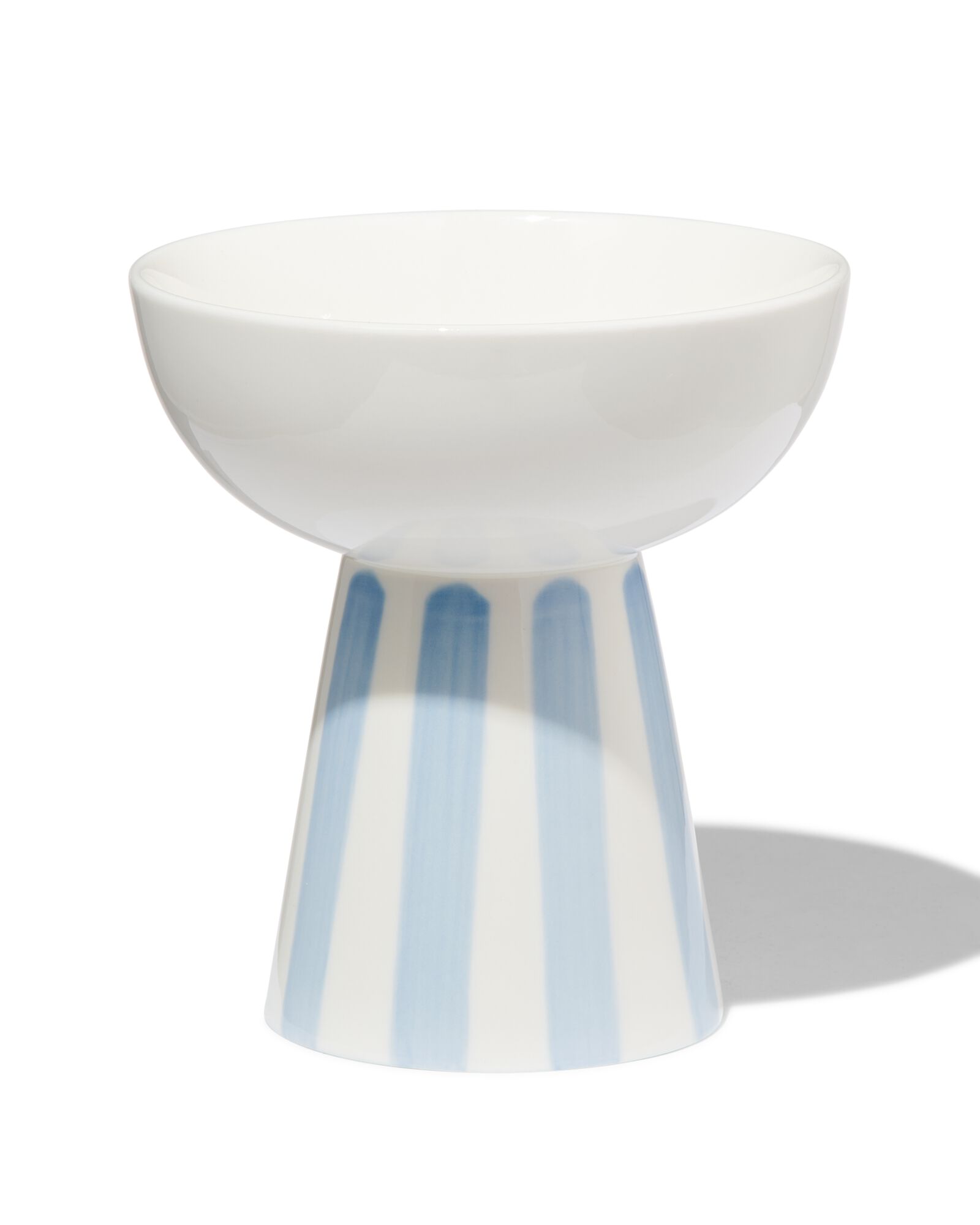 bol sur pied Ø11x11.6 - new bone blanc et bleu - vaisselle dépareillée - 9650022 - HEMA