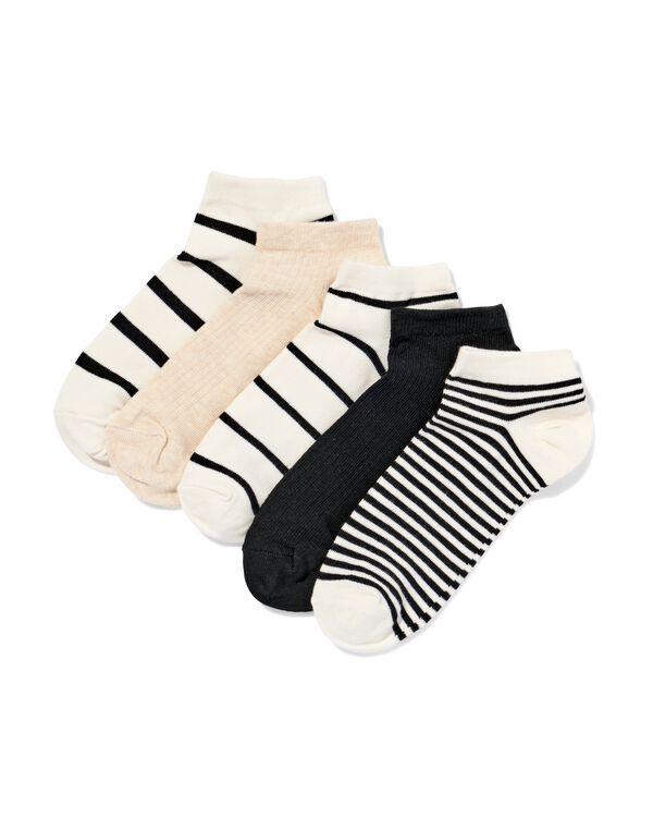 socquettes rayures femme - 5 paires beige beige - 4290415BEIGE - HEMA