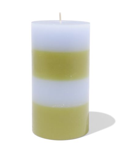 bougie pilier ⌀7x13cm rayures bleu-vert clair - 13506164 - HEMA