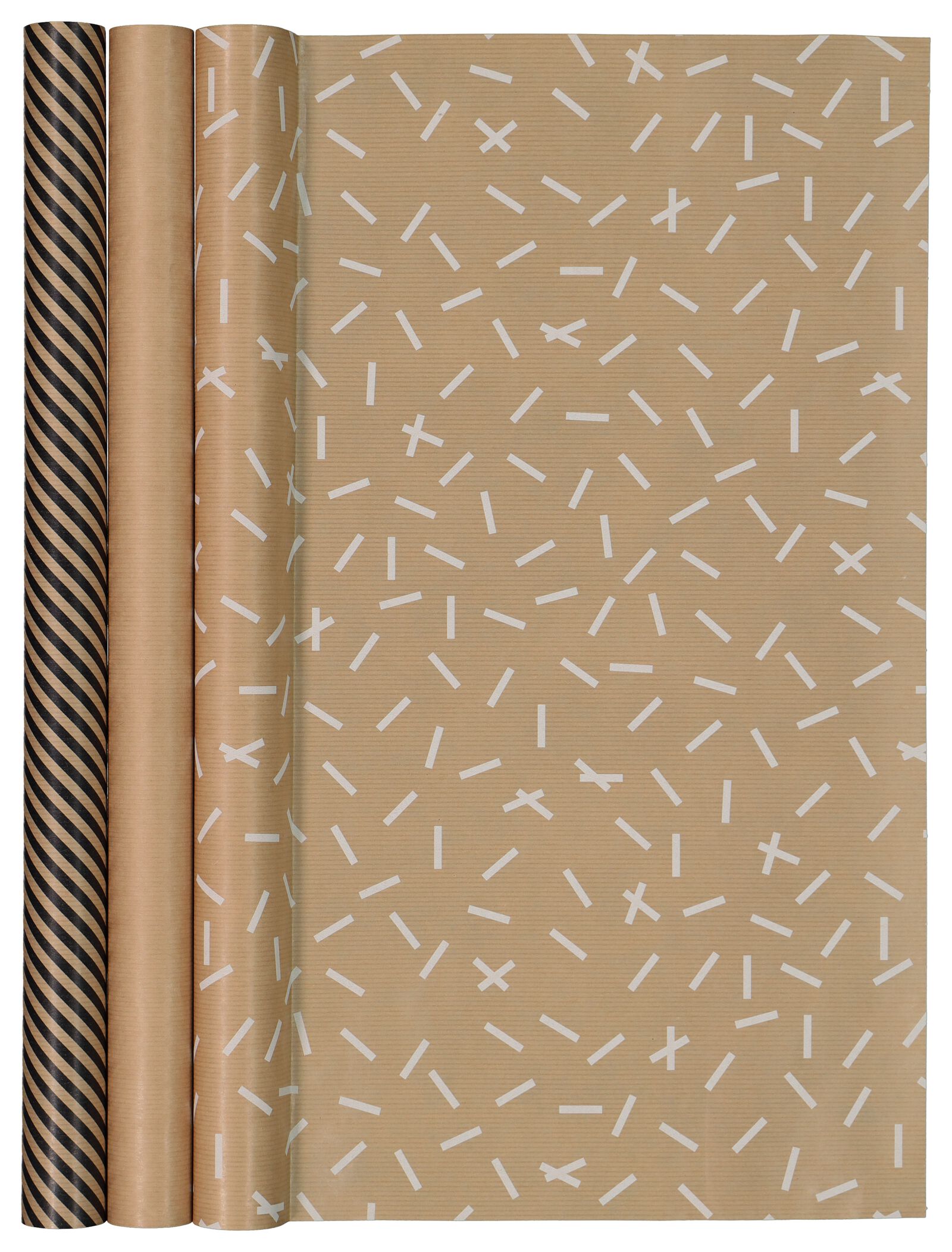 3 rouleaux de papier cadeau - kraft - 14700378 - HEMA