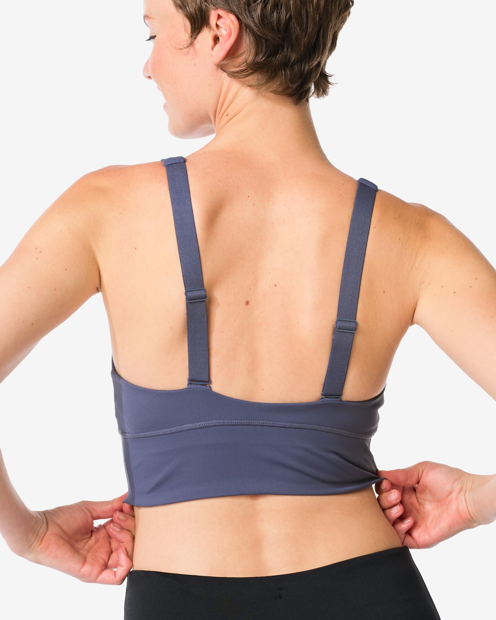 soutien-gorge de sport pr&eacute;form&eacute; maintien l&eacute;ger sans armatures bleu fonc&eacute; XL - 21700209 - HEMA