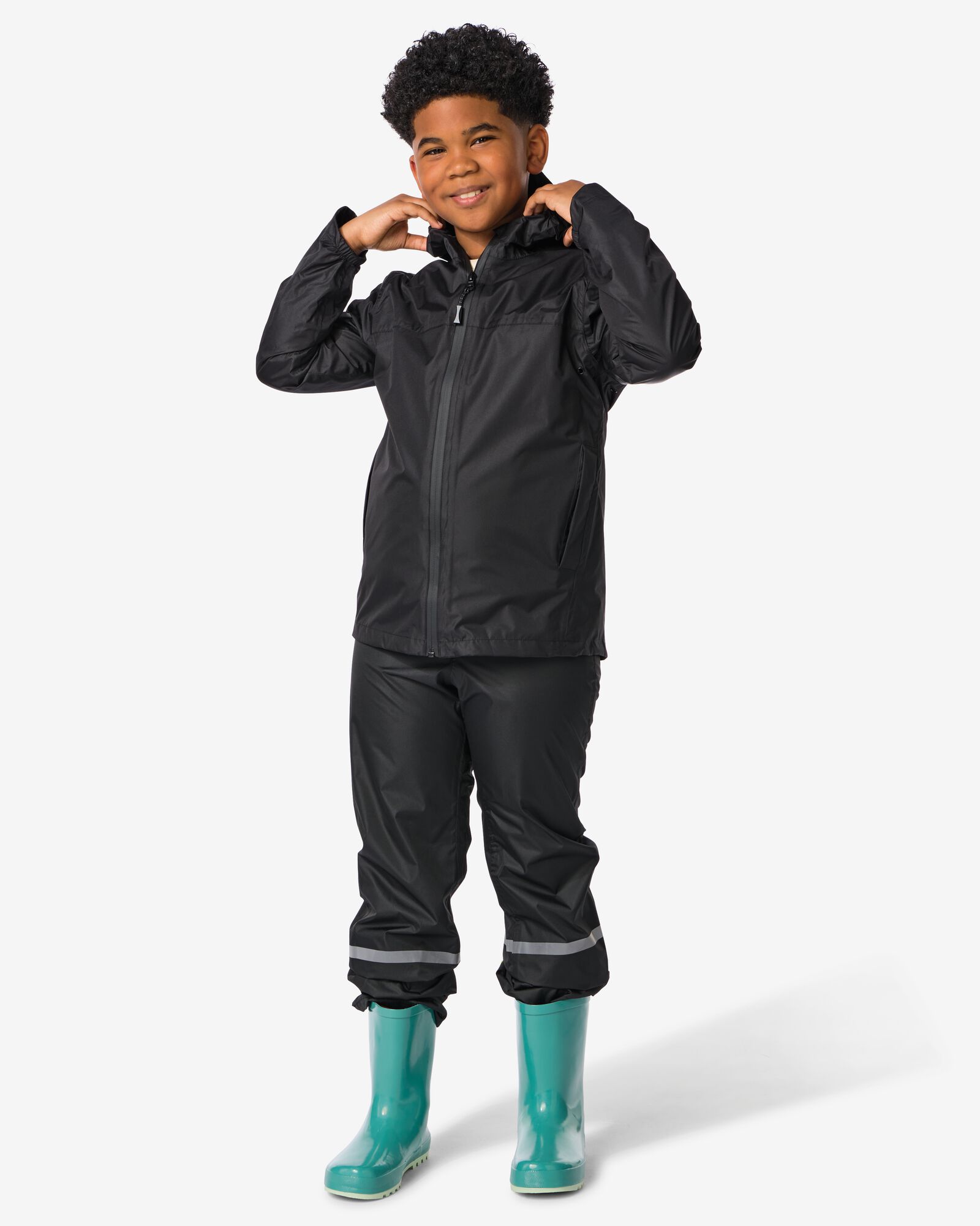 regenjas voor kinderen lichtgewicht waterdicht zwart zwart - 18440260BLACK - HEMA