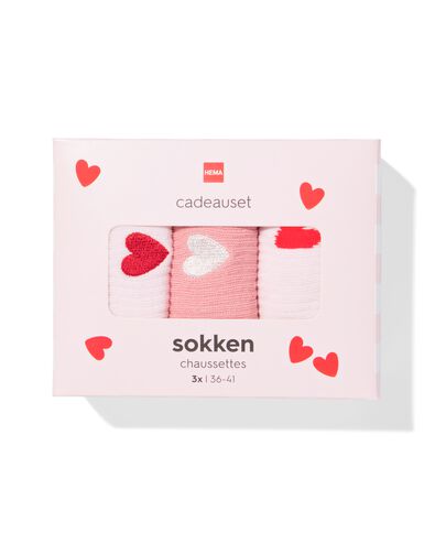 coffret cadeau chaussettes amour petits c&oelig;urs - 3 paires - 60800260 - HEMA