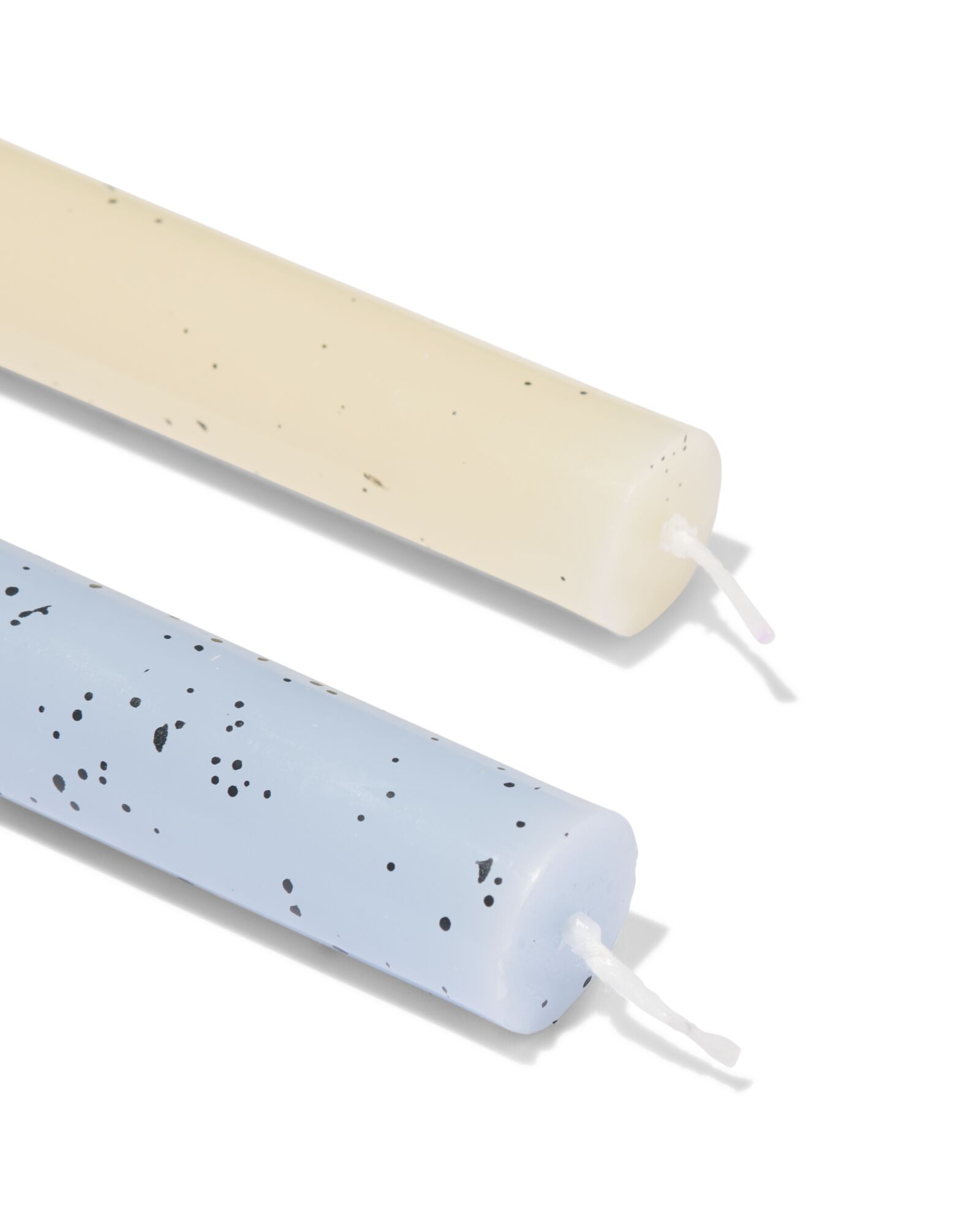bougies de table ⌀2,2x25cm moucheture ivoire-bleu clair - 2 pi&egrave;ces - 13506159 - HEMA