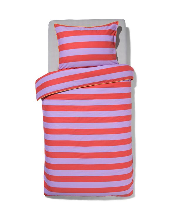 housse de couette enfant 140x200 coton rayures lilas - 5760145 - HEMA