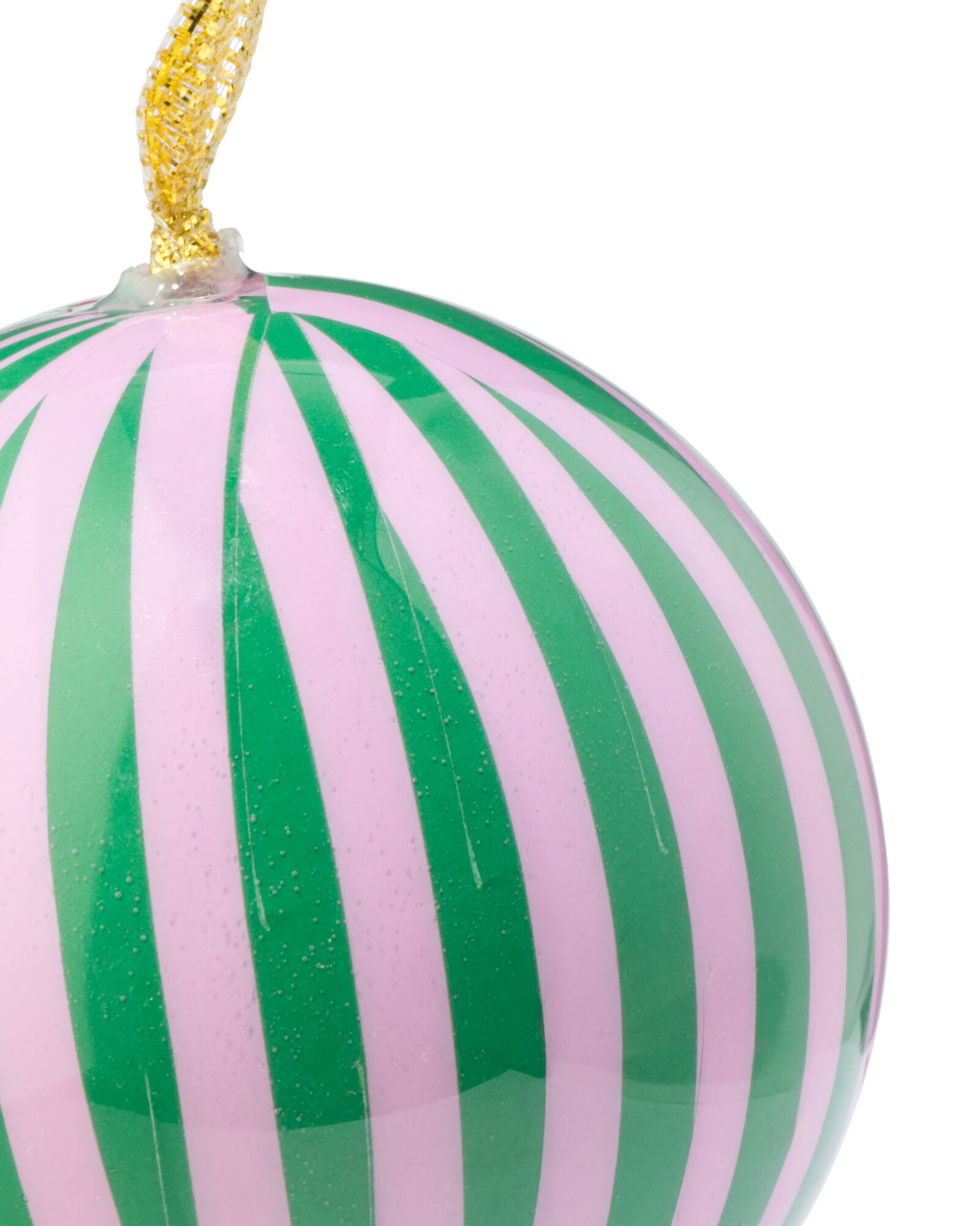 boule de no&euml;l 6 cm papier larges rayures vert-rose - 25100251 - HEMA
