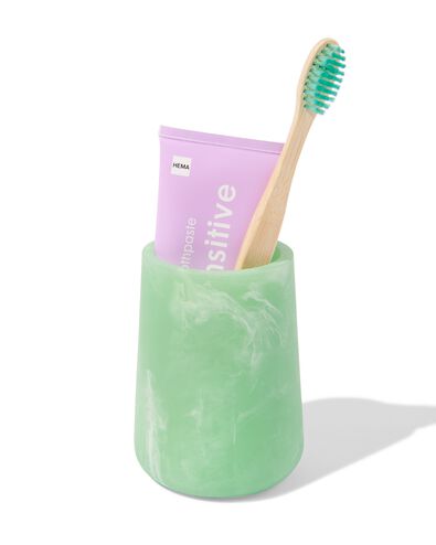 gobelet salle de bain 10x⌀8 cm &eacute;poxy aspect marbre vert - 80300177 - HEMA
