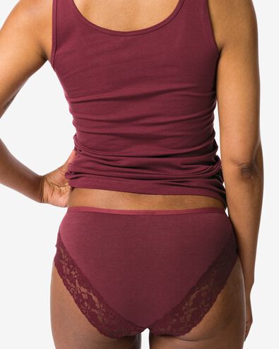 slip hipster femme coton avec dentelle bordeaux - 19611644BURGUNDYRED - HEMA