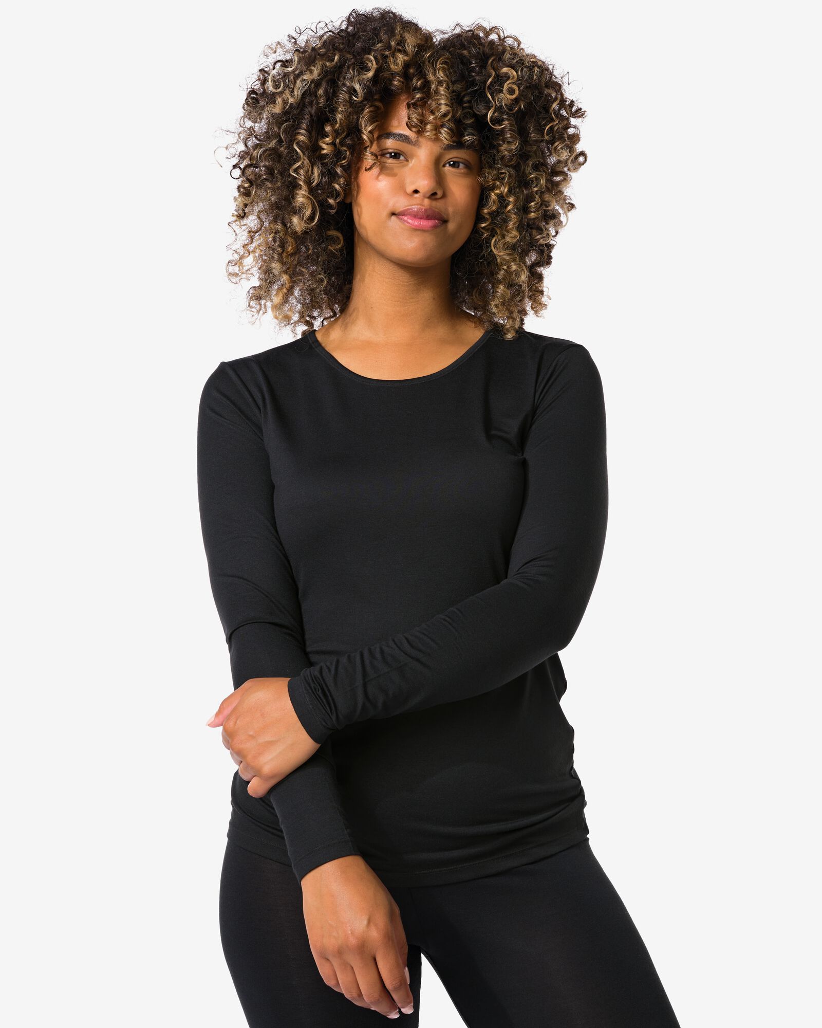 dames temptech T-shirt lange mouw zwart zwart - 1000022106 - HEMA