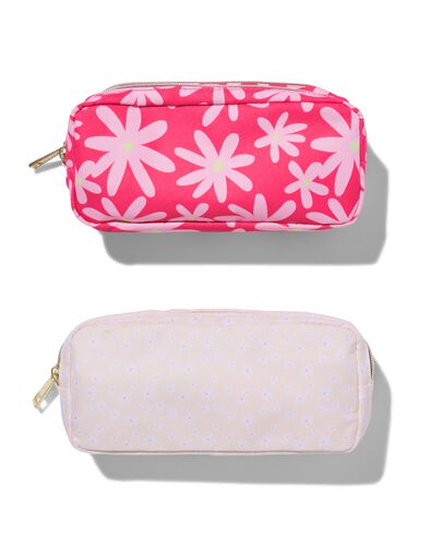 trousse à crayons à fleurs avec double fermeture éclair  - 14511015 - HEMA