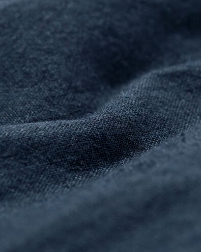 herenoverhemd met linnen donkerblauw M - 2112421 - HEMA