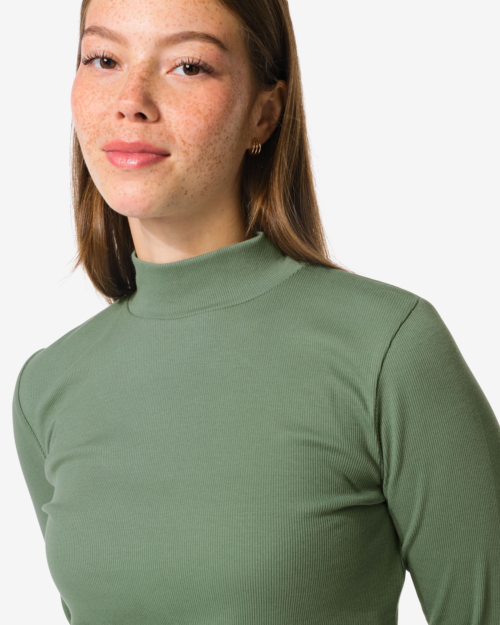 Damen-Shirt Clara, gerippt  gr&uuml;n - 36302440GREEN - HEMA