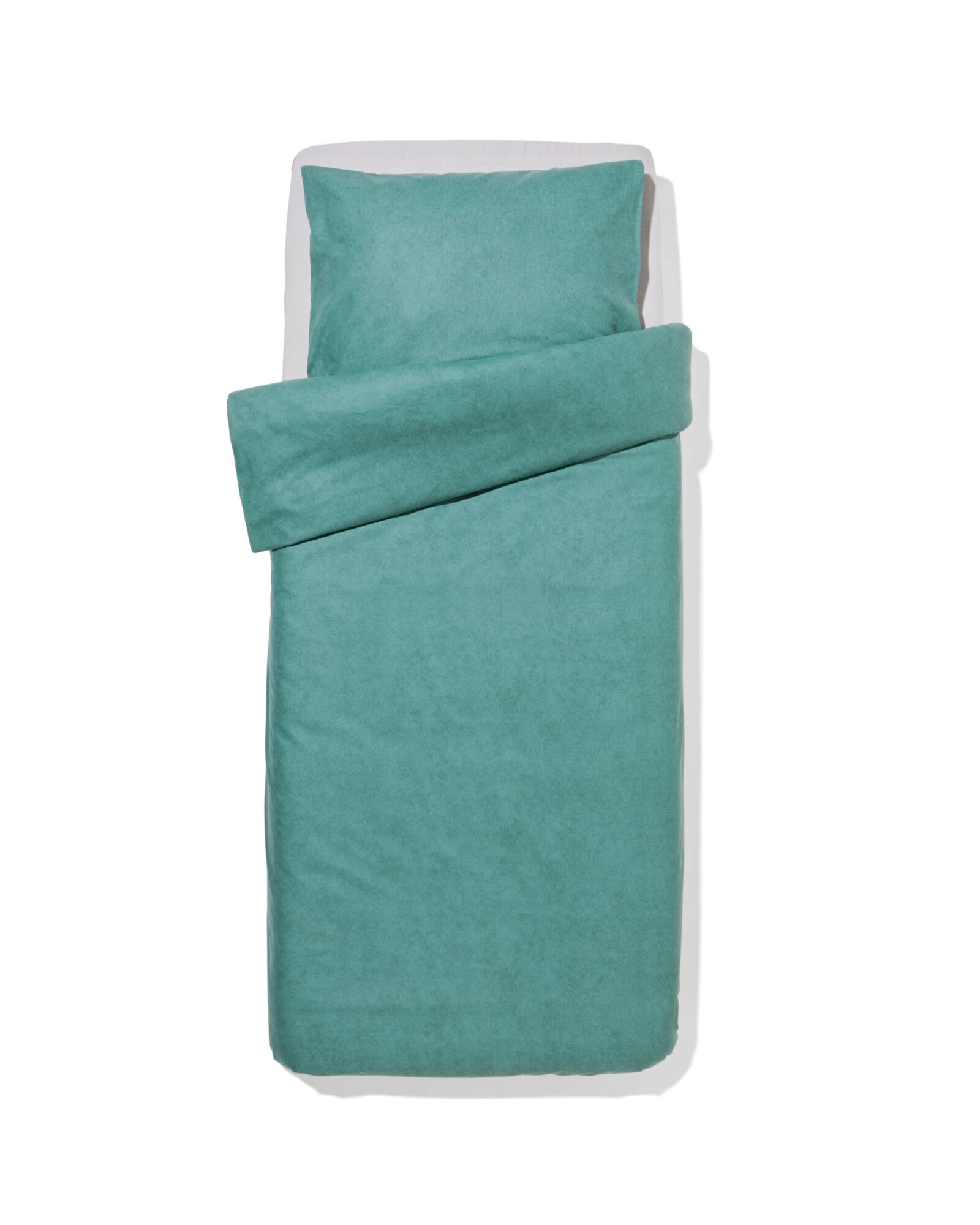 dekbedovertrek 140x200/220cm flanel melange groen - 5700210 - HEMA