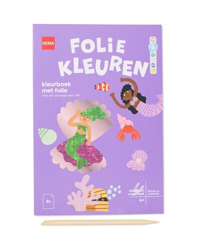 livre de coloriage avec feuille m&eacute;tallique 22,5x15cm sir&egrave;nes  - 15900466 - HEMA