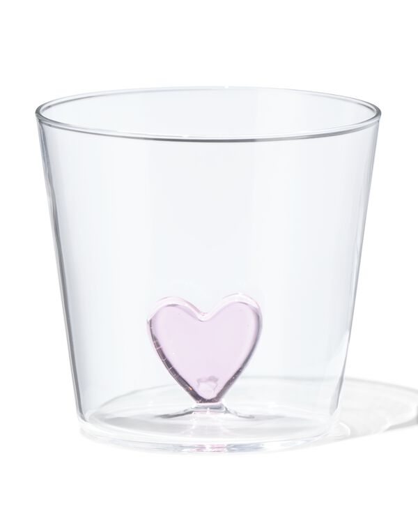 waterglas ⌀8.5x8cm glas liefde hartje in bodem  - 60800113 - HEMA