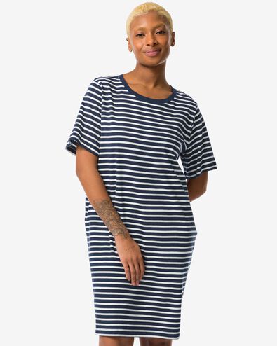 Damen-Nachthemd, Baumwolle dunkelblau XL - 23490060 - HEMA