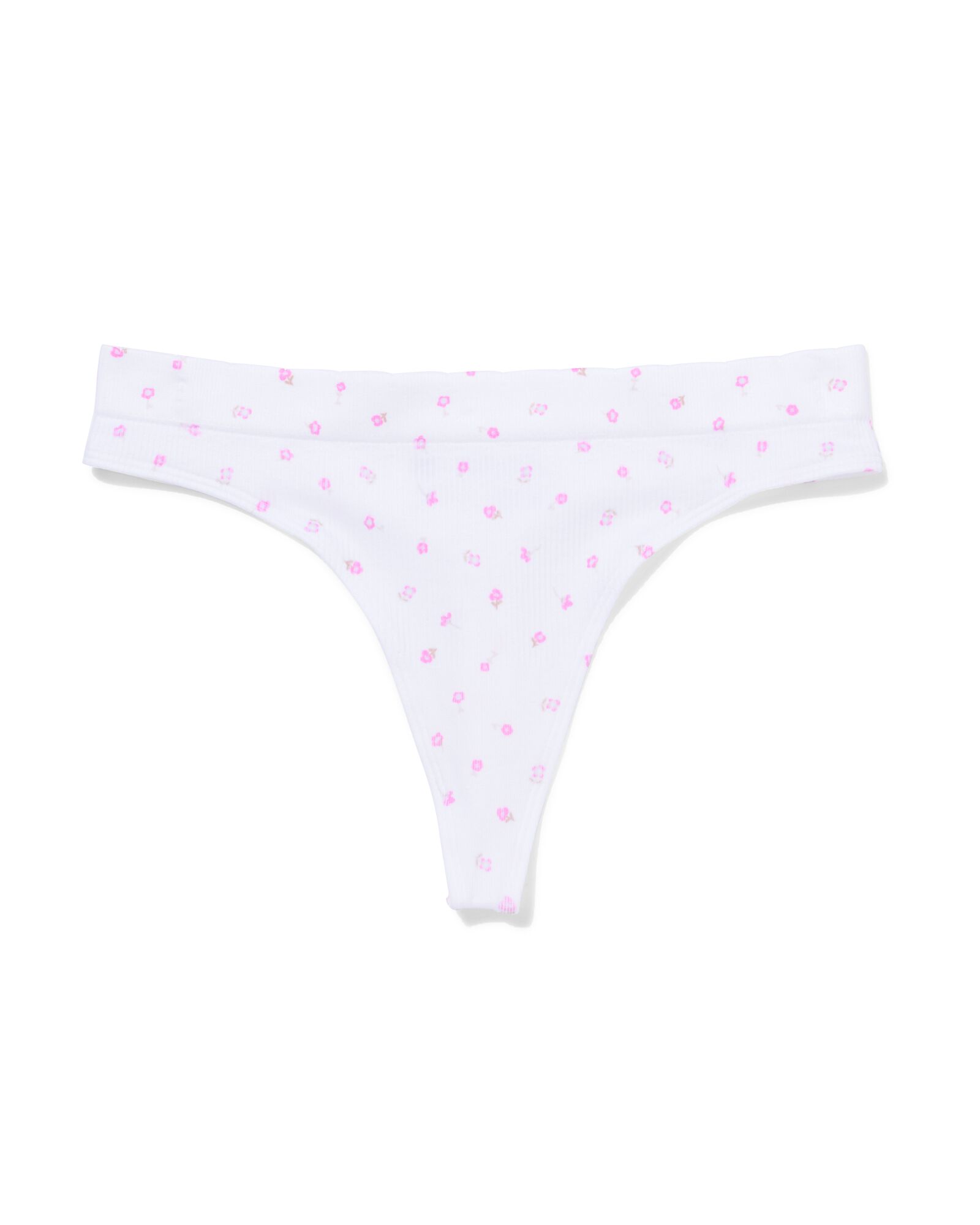 damesstring naadloos rib bloemen wit wit - 19608644WHITE - HEMA