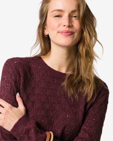 damestrui Golda ajour bordeauxrood bordeauxrood - 36207610BURGUNDYRED - HEMA