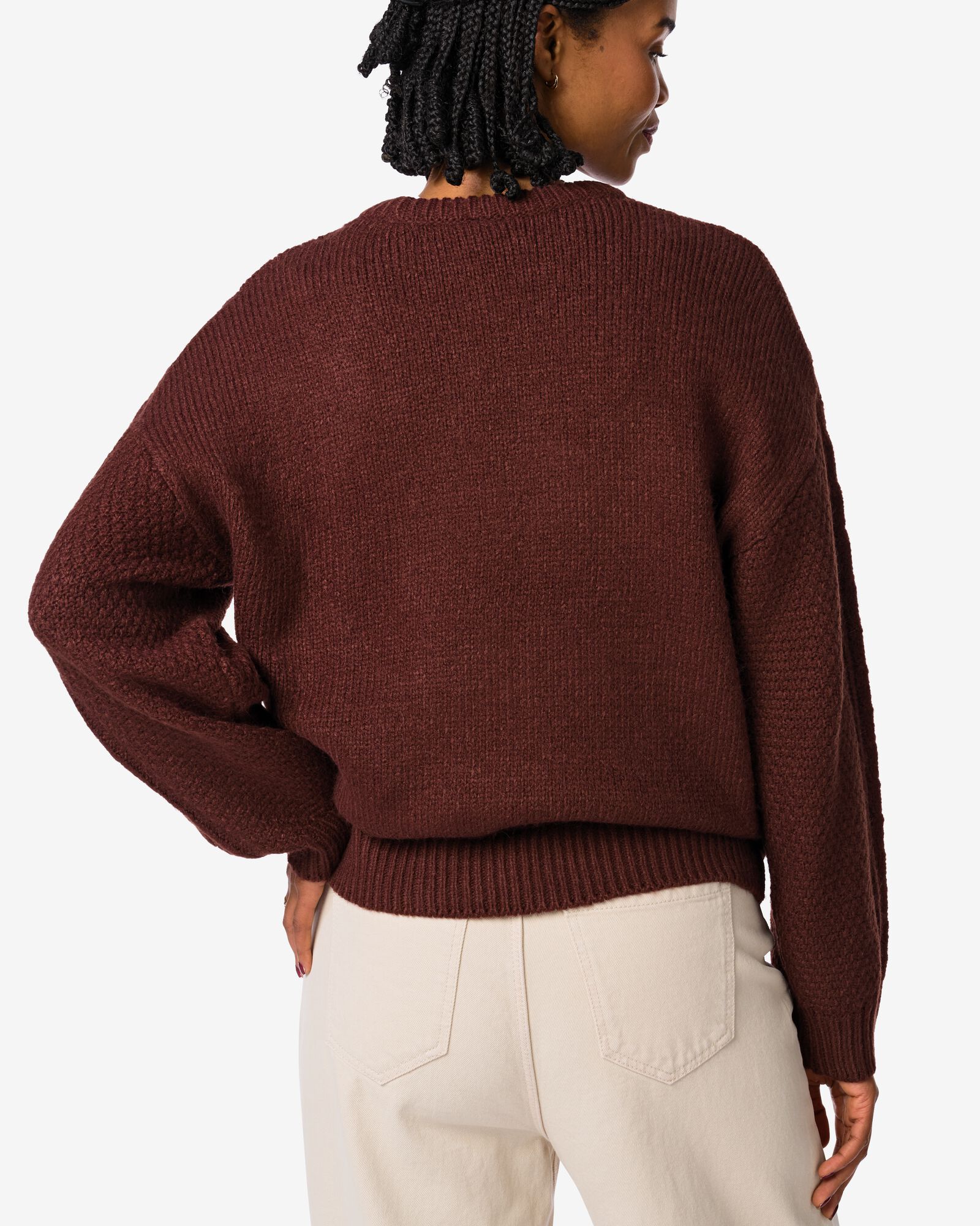 dames kabeltrui Helly bruin - 36204950BROWN - HEMA