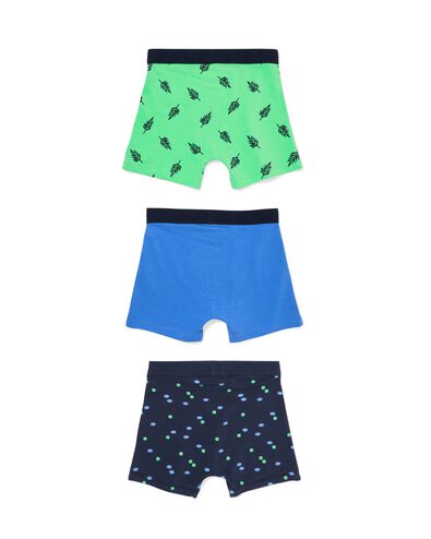 kinderboxers stretch katoen bladeren - 3 stuks blauw blauw - 19200070BLUE - HEMA