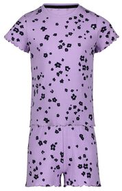 Kinder-Kurzpyjama, gerippt, Blumen violett violett - 1000027288 - HEMA