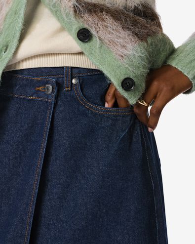 dames overslagrok Cindy denim donkerblauw donkerblauw - 36203360DARKBLUE - HEMA