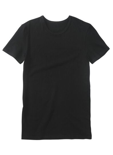 heren t-shirt slim fit o-hals naadloos - 2 stuks zwart zwart - 1000009782 - HEMA