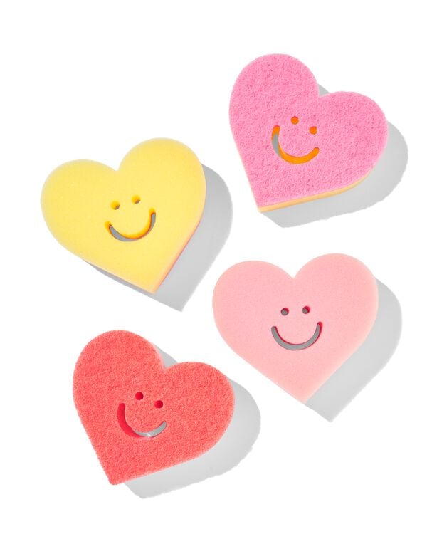 schuurspons hartjes - 4 stuks - 20500230 - HEMA
