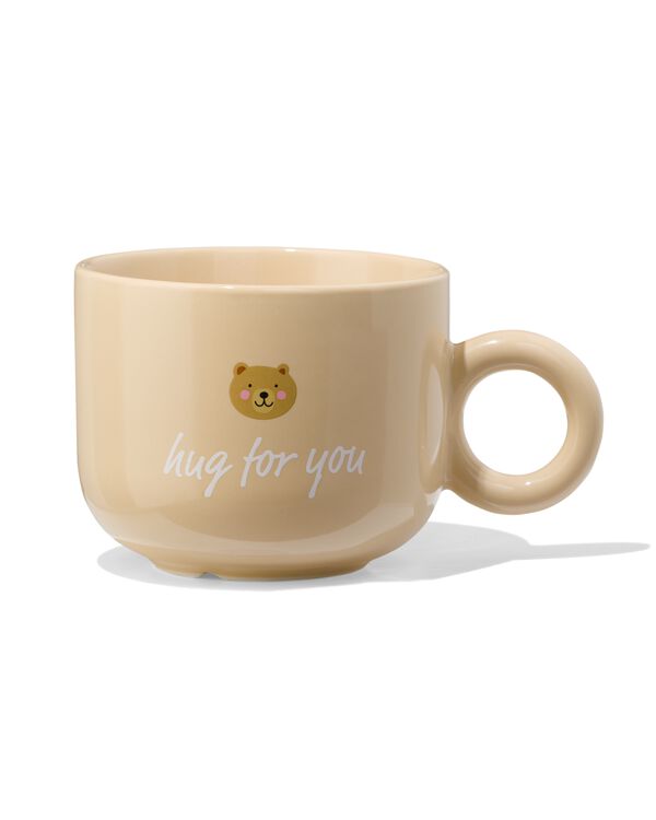 mok 480ml teddybeer 'hug for you' beige - 61100283 - HEMA