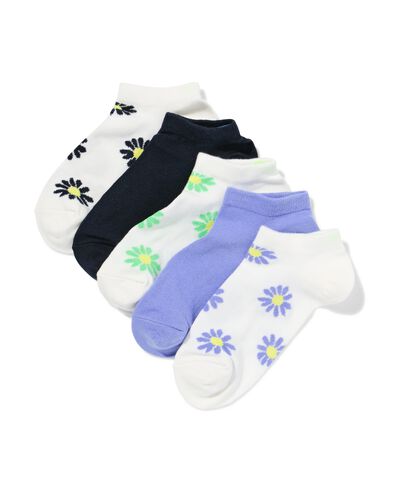 socquettes femme fleurs - 5 paires blanc - 4290430WHITE - HEMA