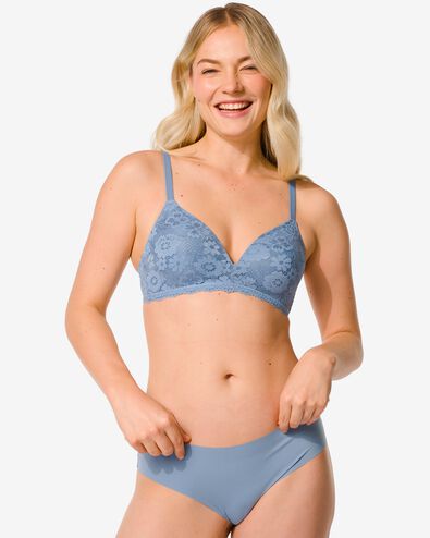 slip br&eacute;silien femme micro avec dentelle bleu bleu - 19670089BLUE - HEMA