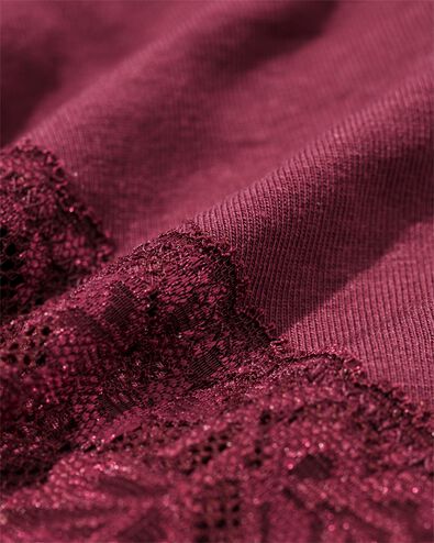 slip hipster femme coton avec dentelle bordeaux - 19611644BURGUNDYRED - HEMA