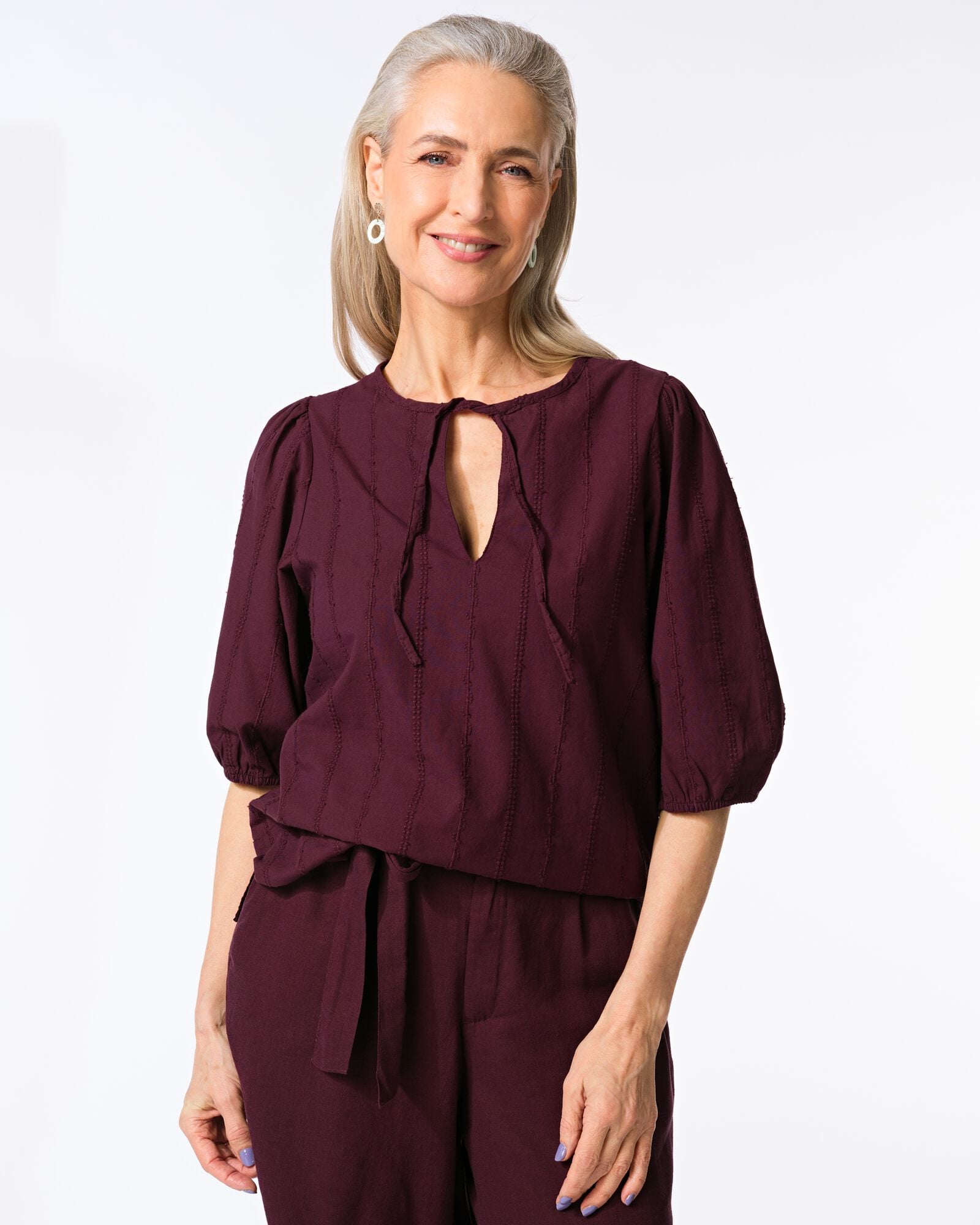 top femme Daisy popeline bordeaux bordeaux - 36210440BURGUNDYRED - HEMA