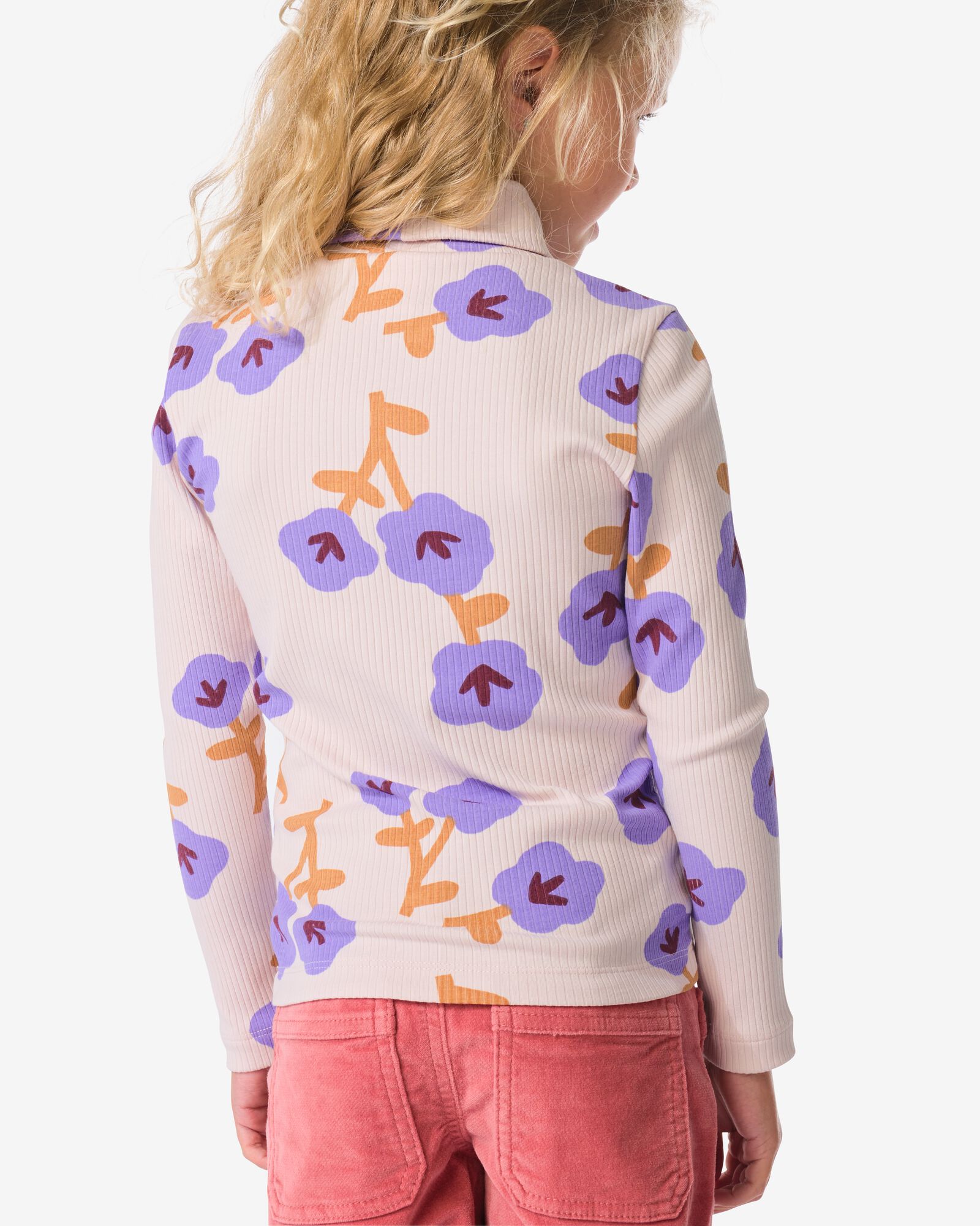kinder T-shirt rib bloemen ecru ecru - 30826605ECRU - HEMA