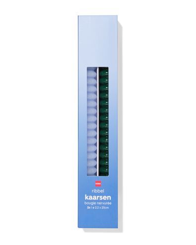 bougies d'int&eacute;rieur ⌀2,2x25cm nervur&eacute;es bleues - 2 pi&egrave;ces - 13506128 - HEMA