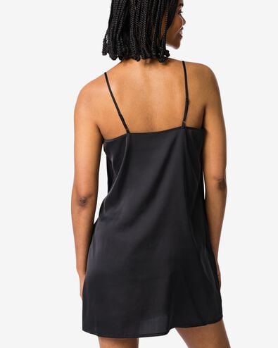 chemise de nuit femme en satin avec dentelle noir noir - 23404630BLACK - HEMA