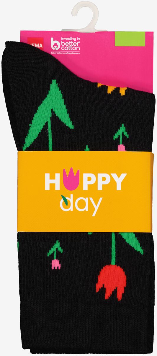 chaussettes avec coton happy day noir 39/42 - 4103487 - HEMA