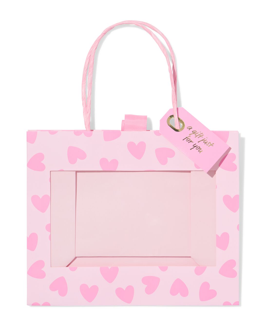 Hema Cadeautas 24x11x20cm Hartjes Roze thumbnail
