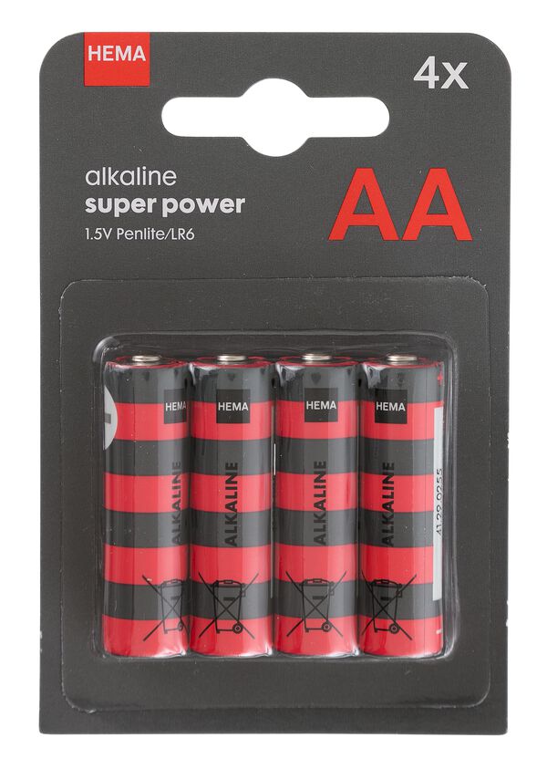 4 piles alcalines AA super power - 41290255 - HEMA