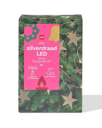 guirlande lumineuse 1 m avec 16 LED &eacute;toiles argent&eacute;es pour l'int&eacute;rieur - 25510037 - HEMA