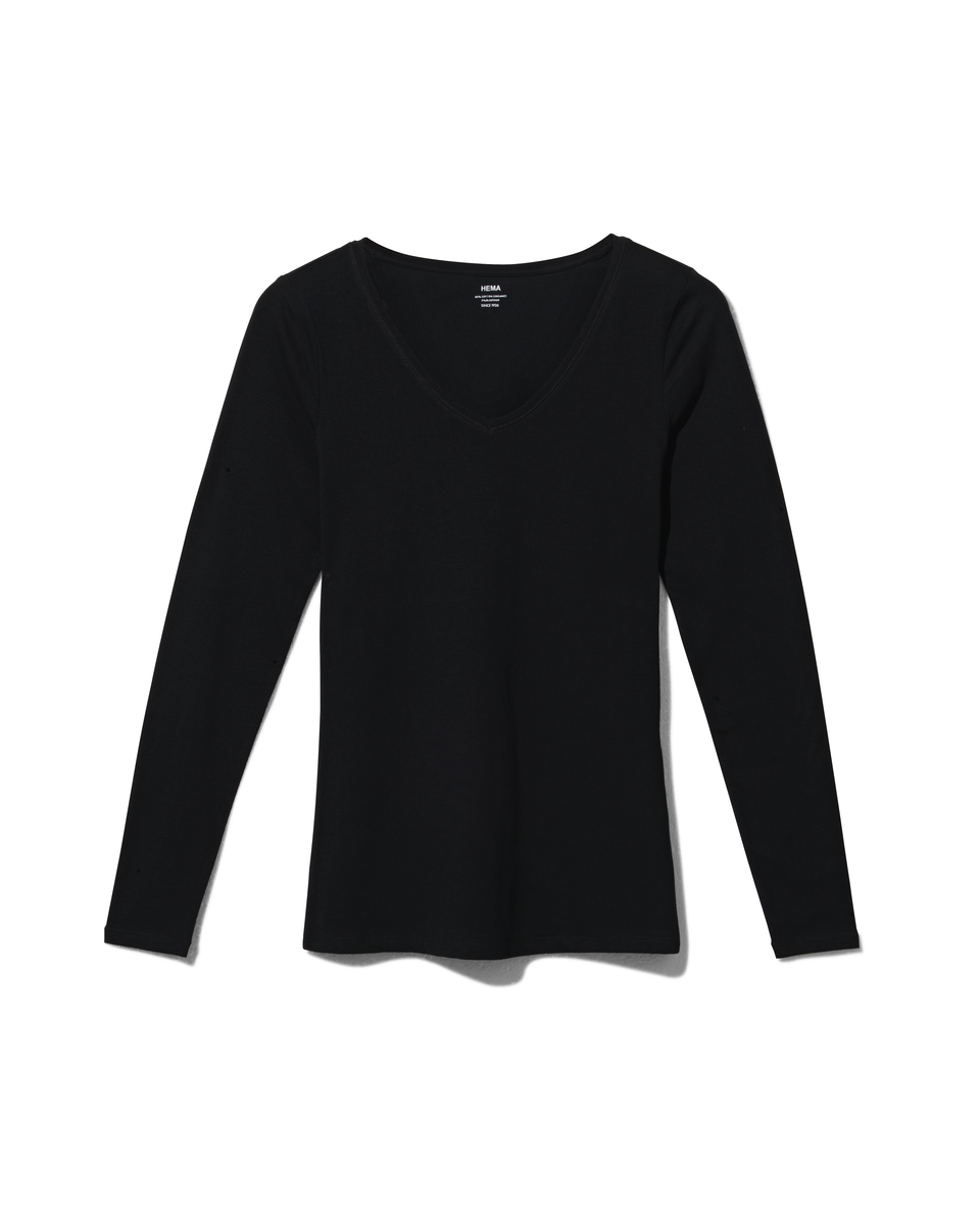 t-shirt femme, coton biologique noir noir - 1000010400 - HEMA