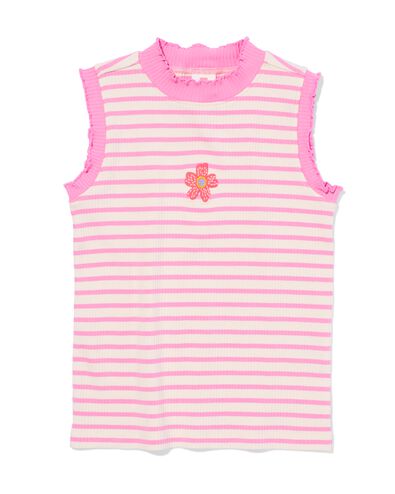 maillot de corps enfant c&ocirc;tel&eacute; rayures fleurs rose rose - 30827214PINK - HEMA
