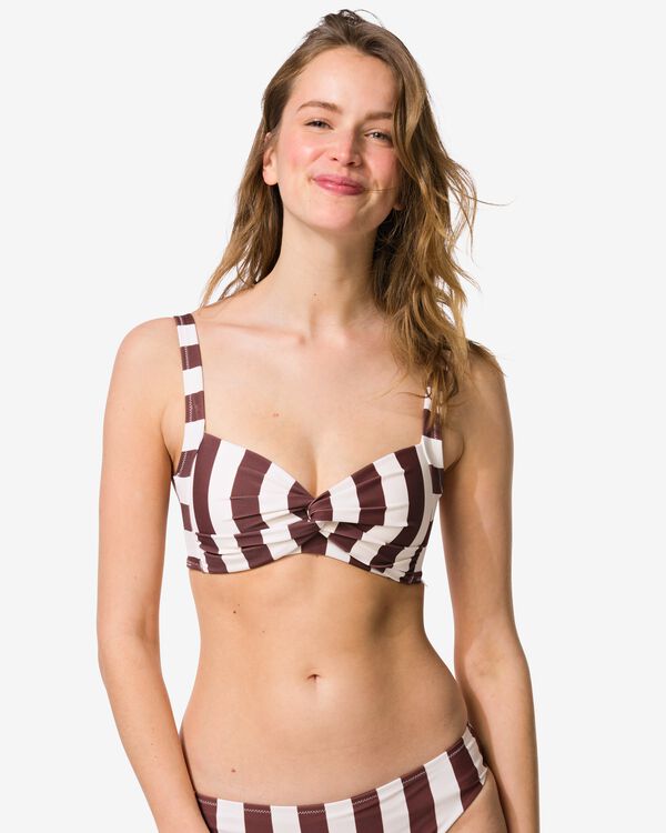Damen-Bikinioberteil Anette mit Blockstreifen braun - 22360470BROWN - HEMA