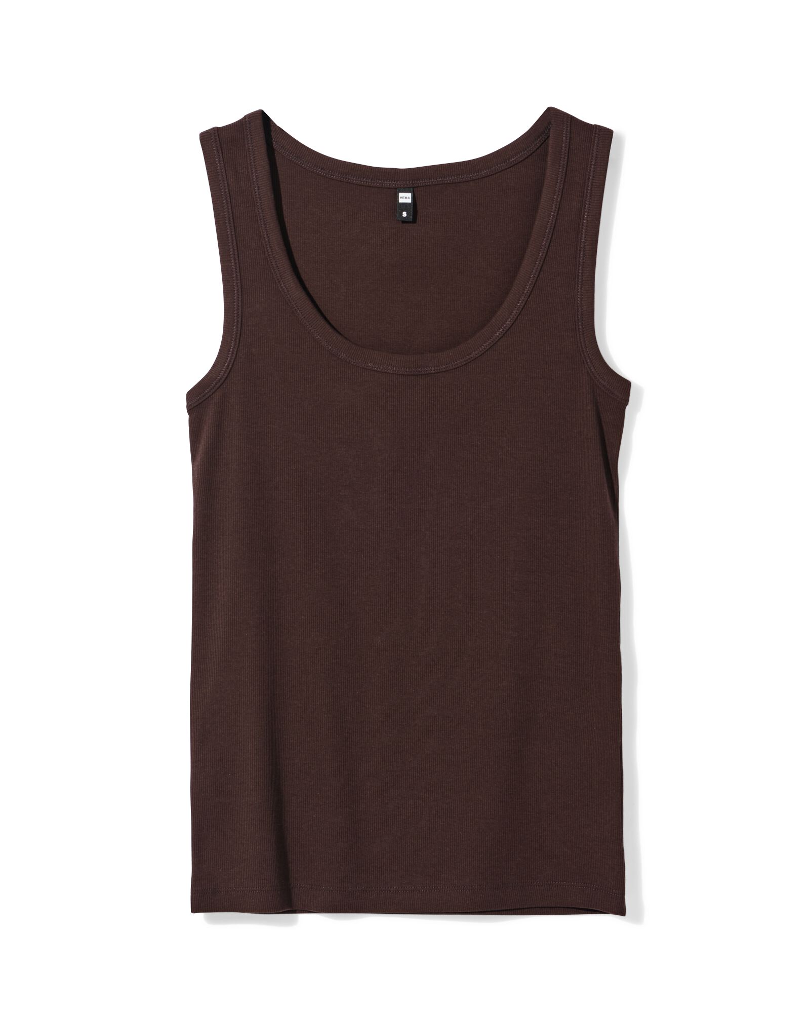 damessinglet Anouk rib donkerbruin donkerbruin - 36303370DARKBROWN - HEMA