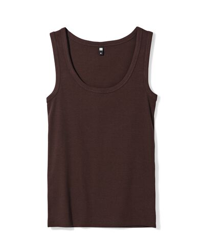 damessinglet Anouk rib donkerbruin donkerbruin - 36303370DARKBROWN - HEMA