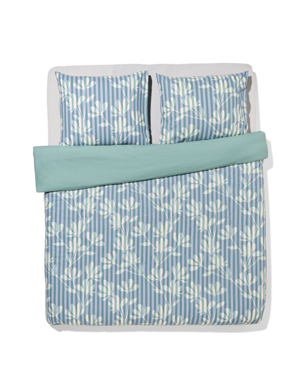 dekbedovertrek 200x200/220cm zacht katoen strepen groen-blauw - 5720205 - HEMA