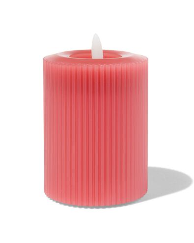 bougie nervur&eacute;e LED avec cire &Oslash;7.5x10 rose fonc&eacute; - 13550056 - HEMA